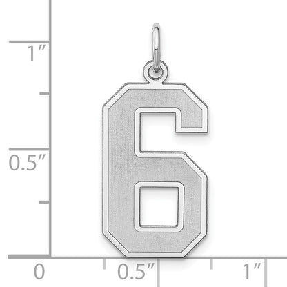 Sterlingsilber /rhodiniert Satiniert Zahl 6 Charm