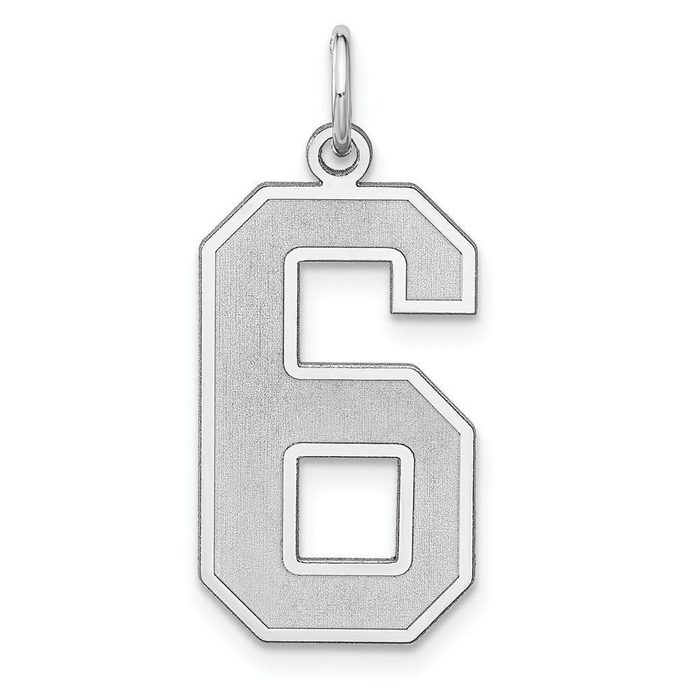 Sterlingsilber /rhodiniert Satiniert Zahl 6 Charm