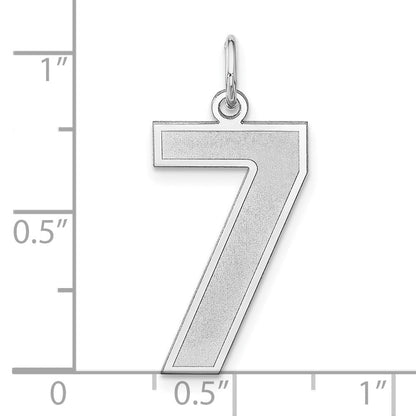 Sterlingsilber /rhodiniert Satiniert Zahl 7 Charm