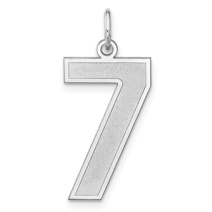 Sterlingsilber /rhodiniert Satiniert Zahl 7 Charm