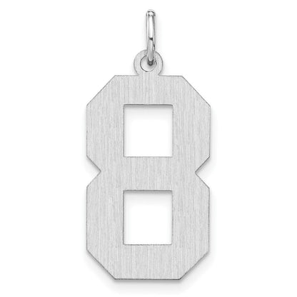 Sterlingsilber /rhodiniert Satiniert Zahl 8 Charm