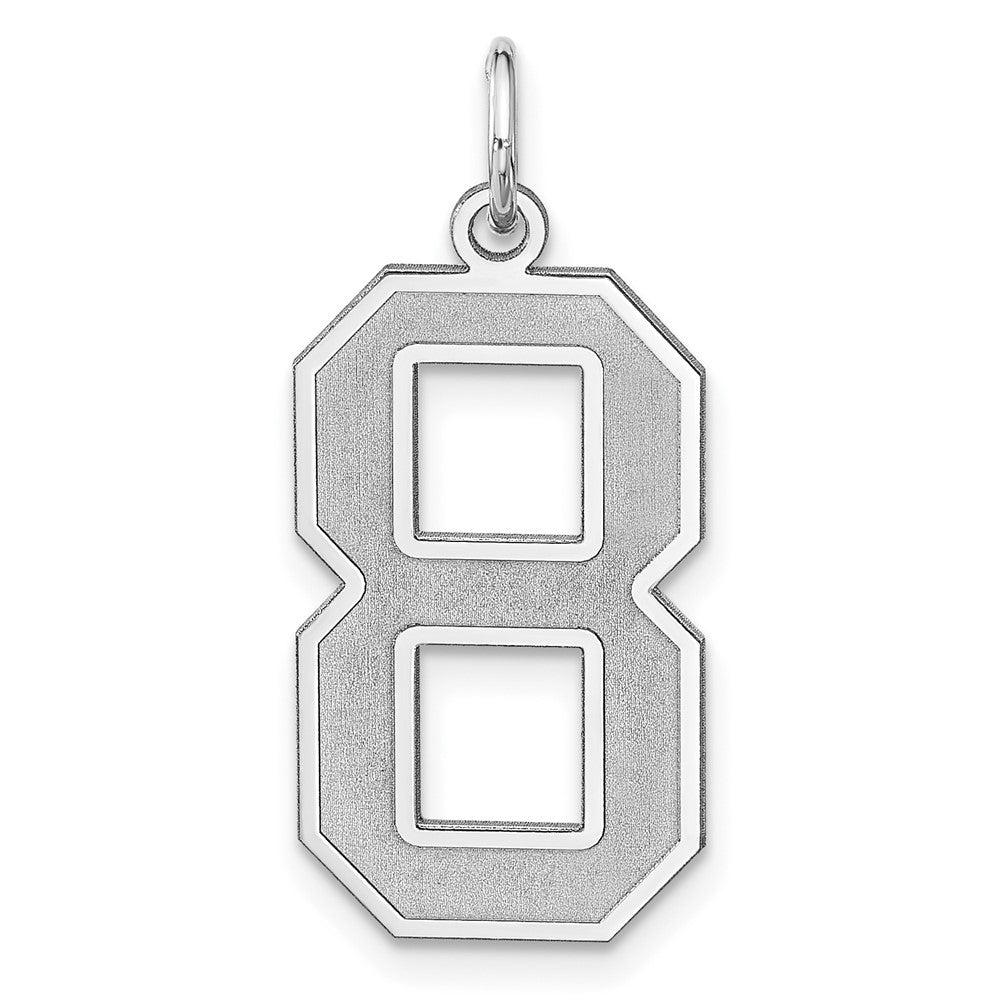 Sterlingsilber /rhodiniert Satiniert Zahl 8 Charm