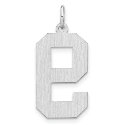 Sterlingsilber /rhodiniert Satiniert Zahl 9 Charm