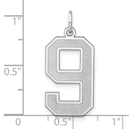 Sterlingsilber /rhodiniert Satiniert Zahl 9 Charm