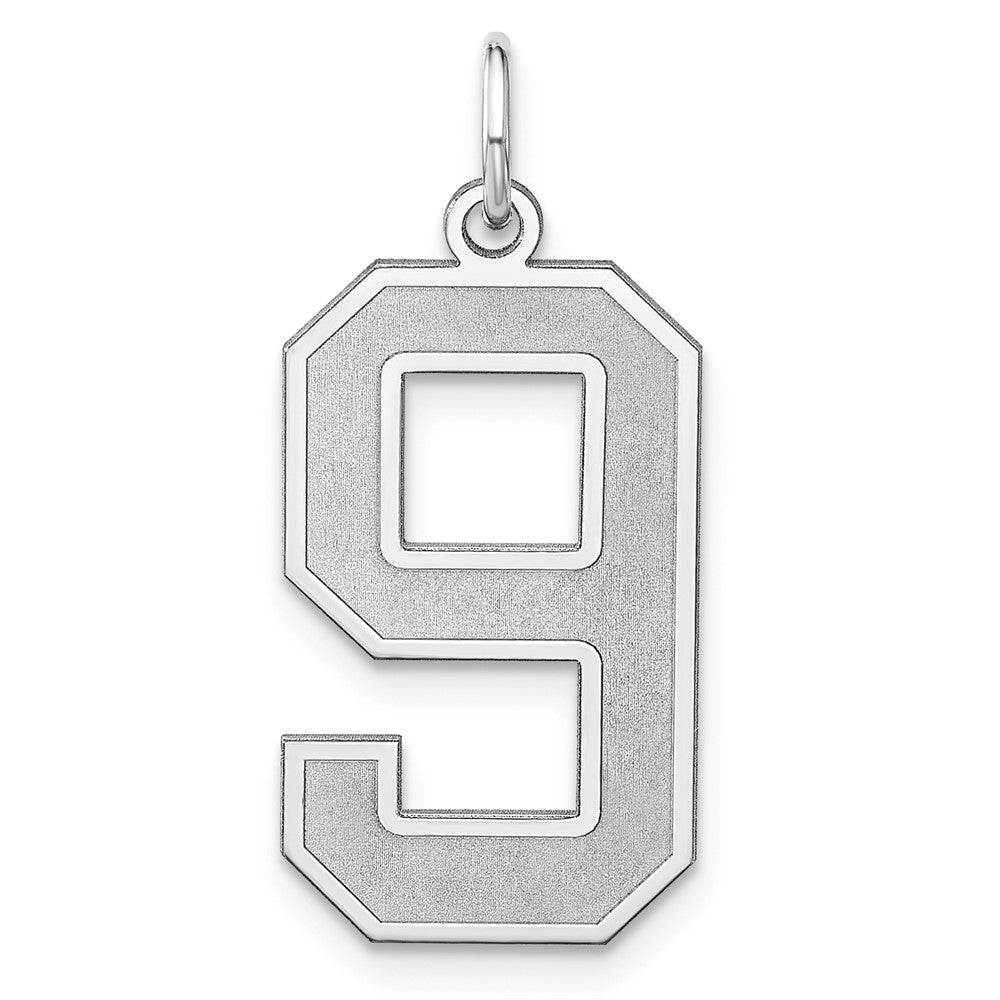 Sterlingsilber /rhodiniert Satiniert Zahl 9 Charm