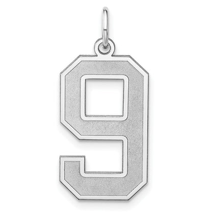 Sterlingsilber /rhodiniert Satiniert Zahl 9 Charm