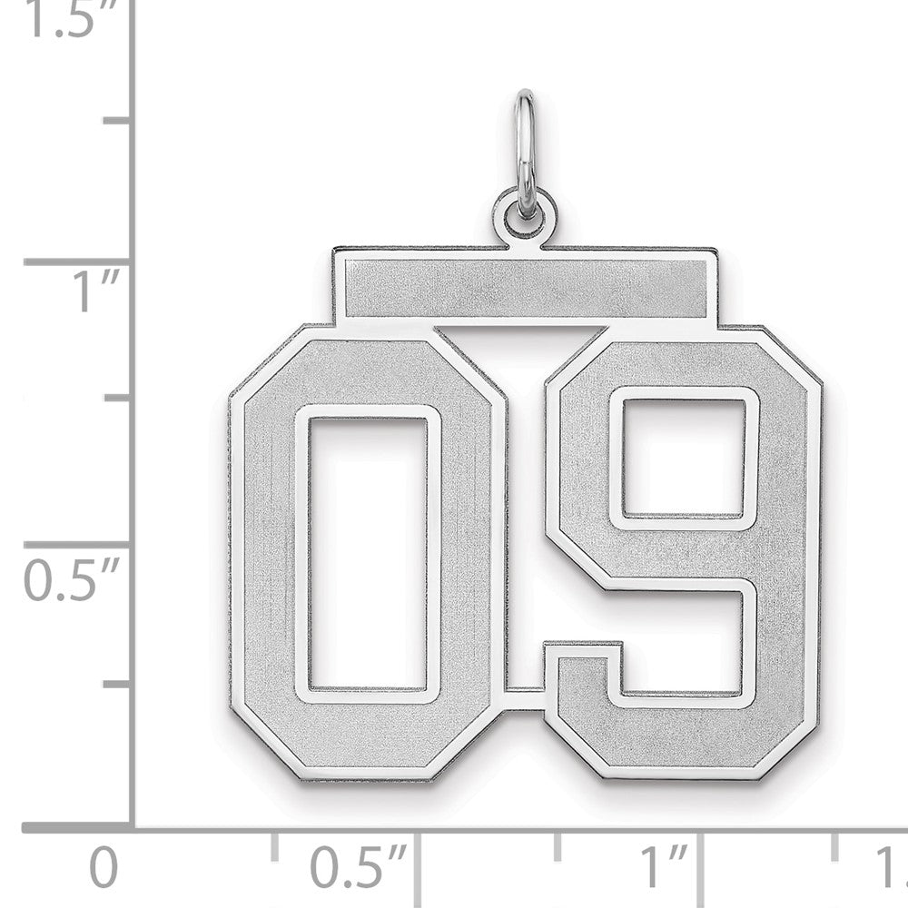 Sterlingsilber /rhodiniert Satiniert Zahl 09 Charm