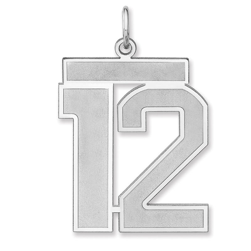 Sterlingsilber /rhodiniert Satiniert Zahl 12 Charm