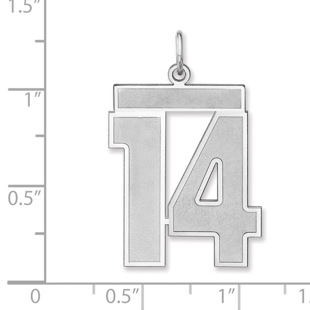 Sterlingsilber /rhodiniert Satiniert Zahl 14 Charm