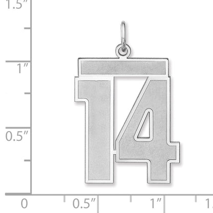 Sterlingsilber /rhodiniert Satiniert Zahl 14 Charm