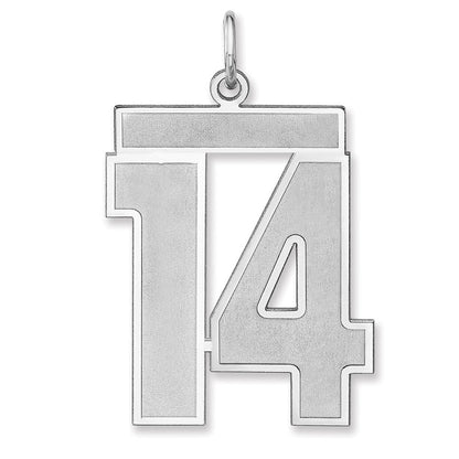 Sterlingsilber /rhodiniert Satiniert Zahl 14 Charm
