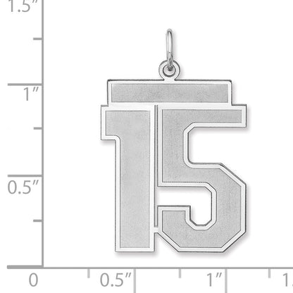 Sterlingsilber /rhodiniert Satiniert Zahl 15 Charm