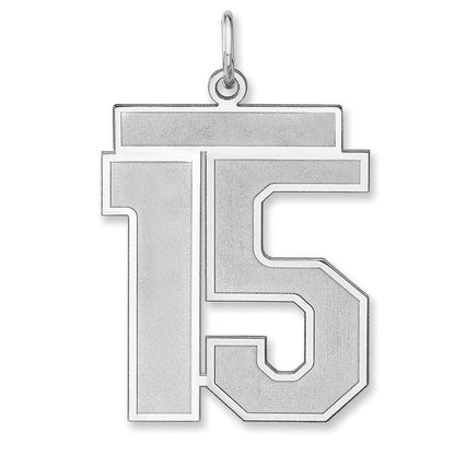 Sterlingsilber /rhodiniert Satiniert Zahl 15 Charm
