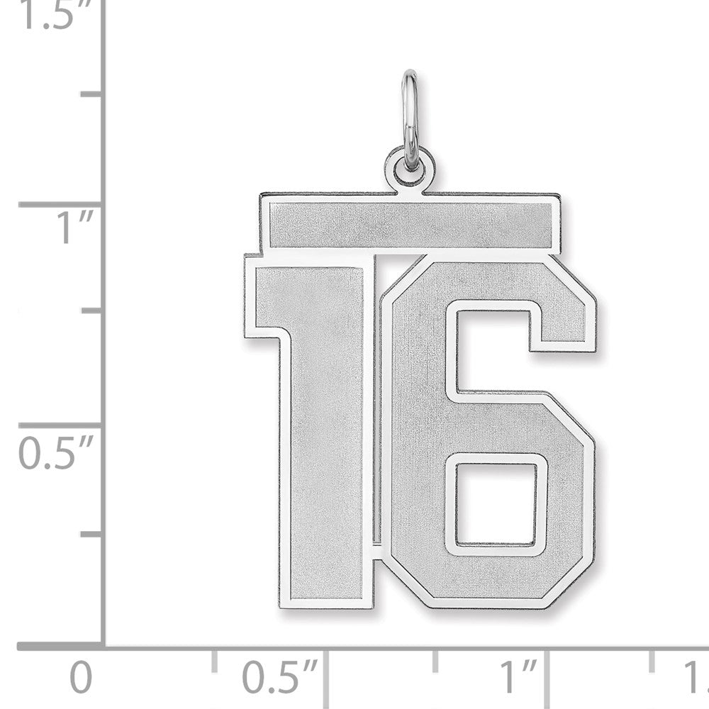Sterlingsilber /rhodiniert Satiniert Zahl 16 Charm