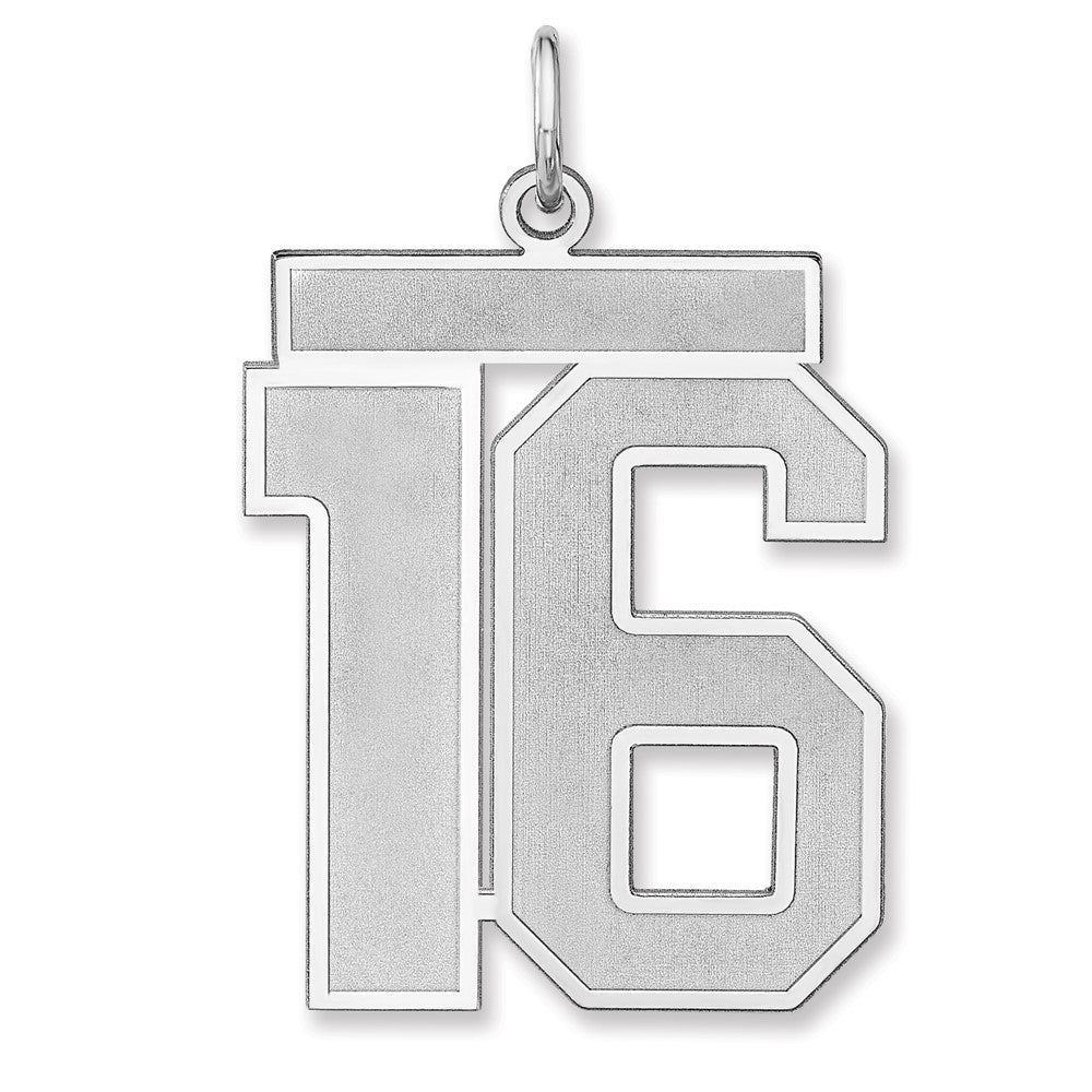 Sterlingsilber /rhodiniert Satiniert Zahl 16 Charm