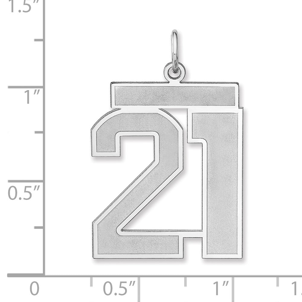 Sterlingsilber /rhodiniert Satiniert Zahl 21 Charm