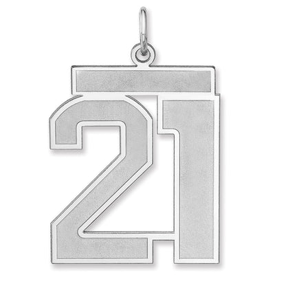 Sterlingsilber /rhodiniert Satiniert Zahl 21 Charm