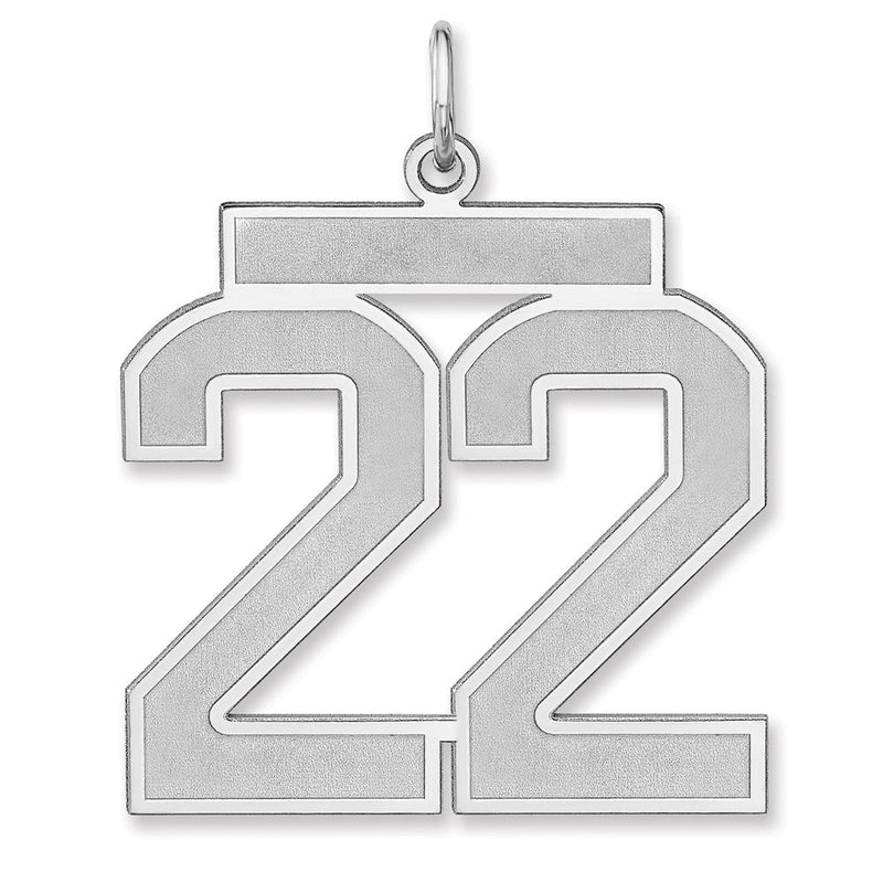 Sterlingsilber /rhodiniert Satiniert Zahl 22 Charm