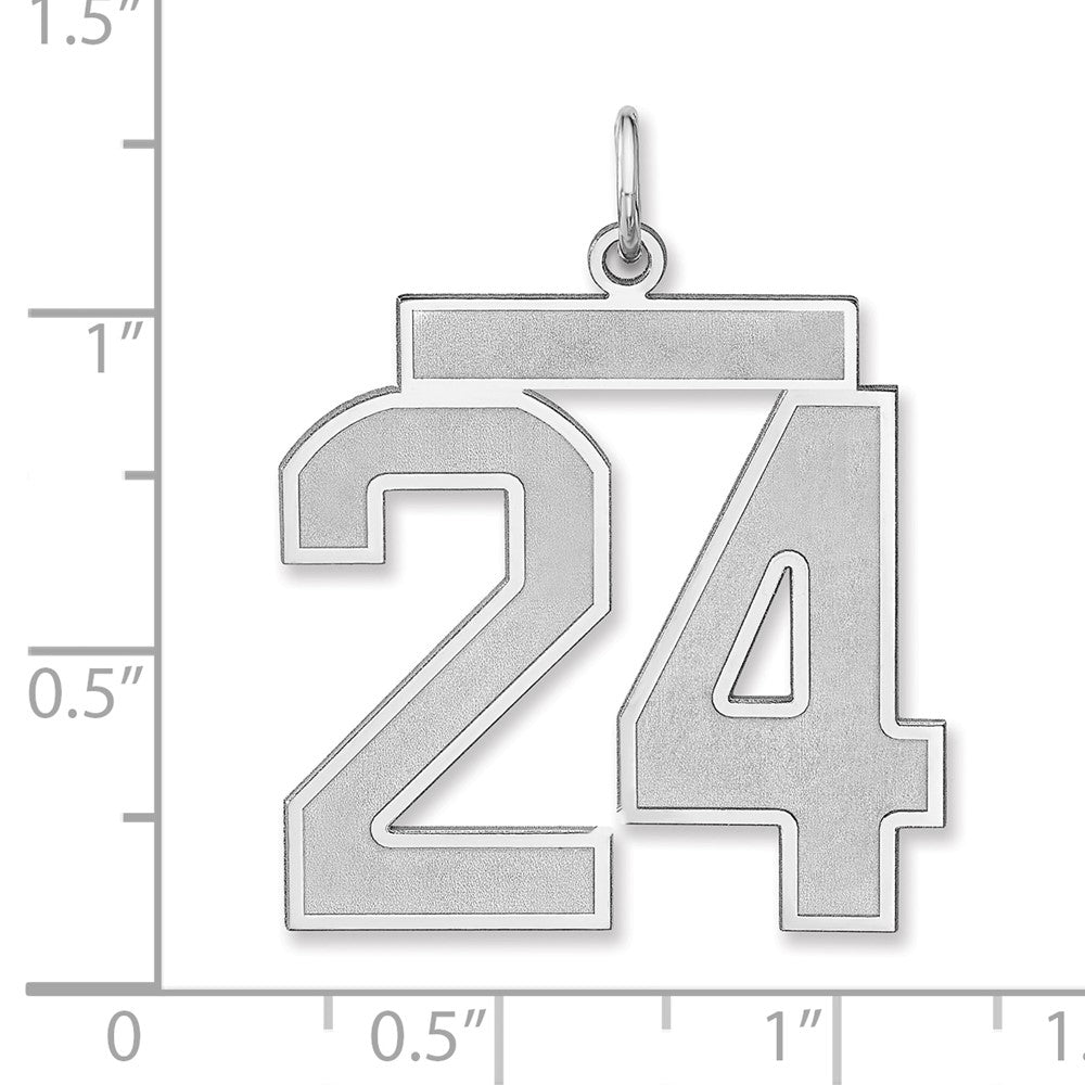 Sterlingsilber /rhodiniert Satiniert Zahl 24 Charm