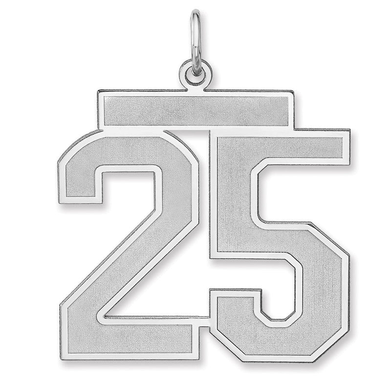 Sterlingsilber /rhodiniert Satiniert Zahl 25 Charm