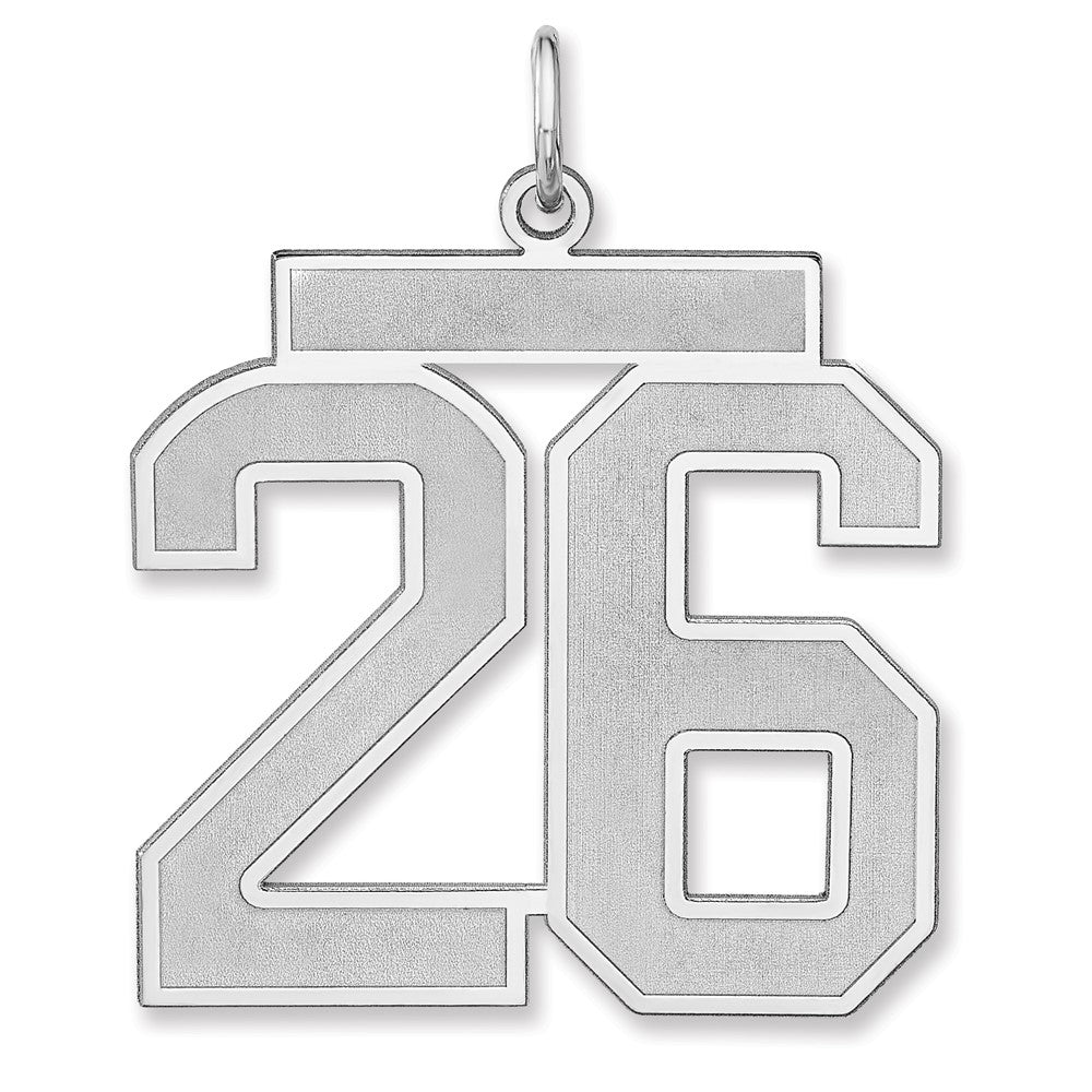 Sterlingsilber /rhodiniert Satiniert Zahl 26 Charm