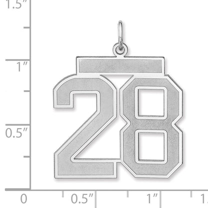 Sterlingsilber /rhodiniert Satiniert Zahl 28 Charm
