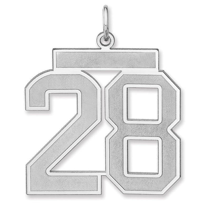 Sterlingsilber /rhodiniert Satiniert Zahl 28 Charm