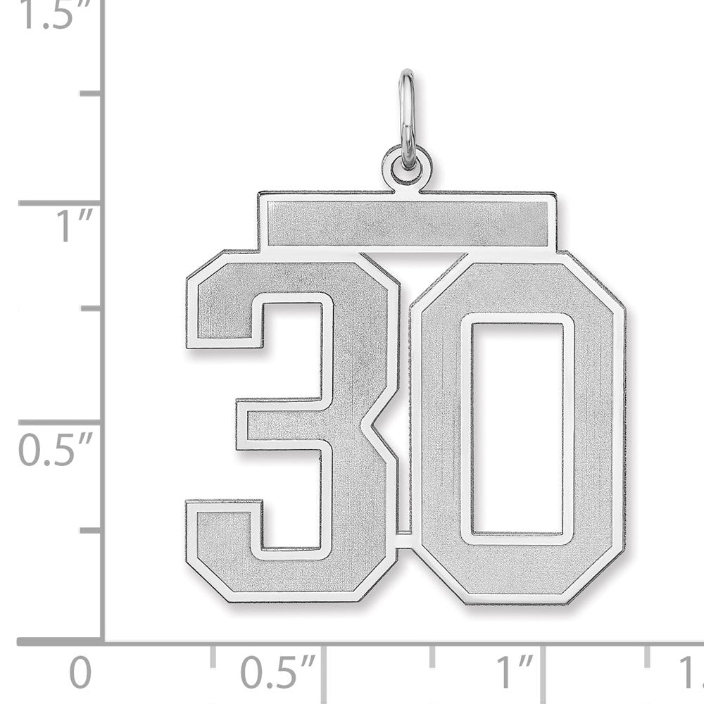 Sterlingsilber /rhodiniert Satiniert Zahl 30 Charm