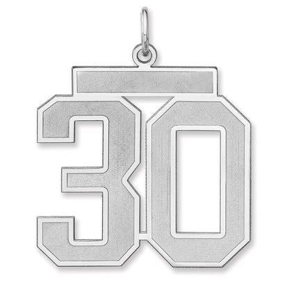 Sterlingsilber /rhodiniert Satiniert Zahl 30 Charm