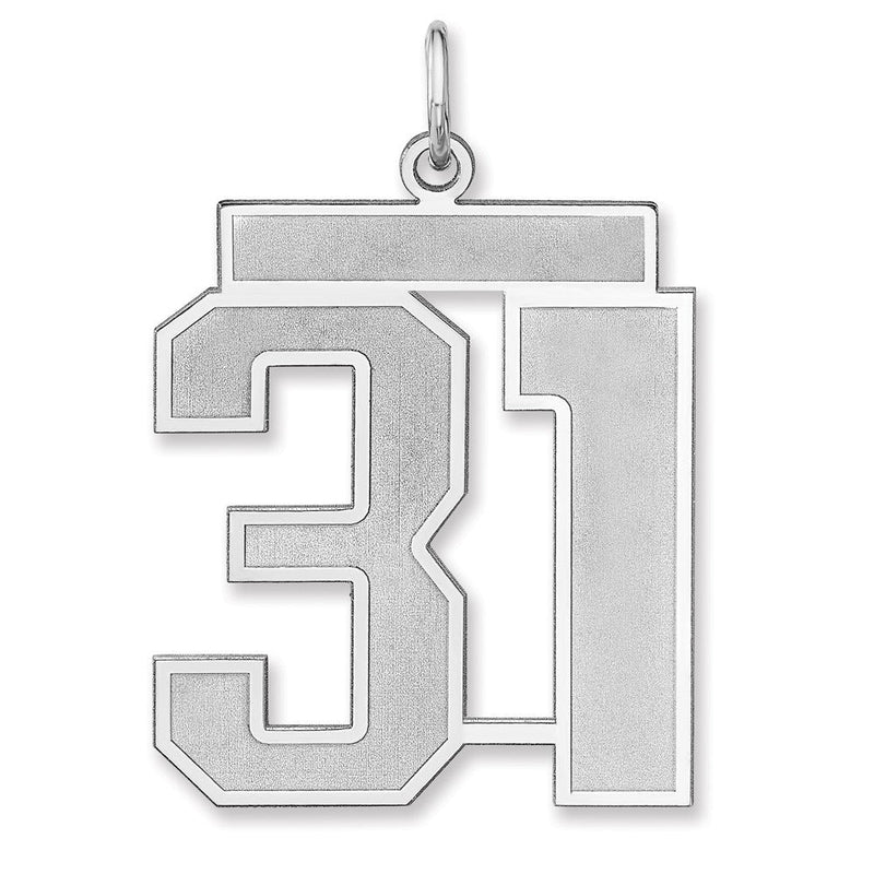 Sterlingsilber /rhodiniert Satiniert Zahl 31 Charm