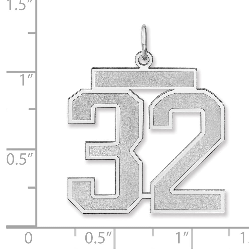 Sterlingsilber /rhodiniert Satiniert Zahl 32 Charm