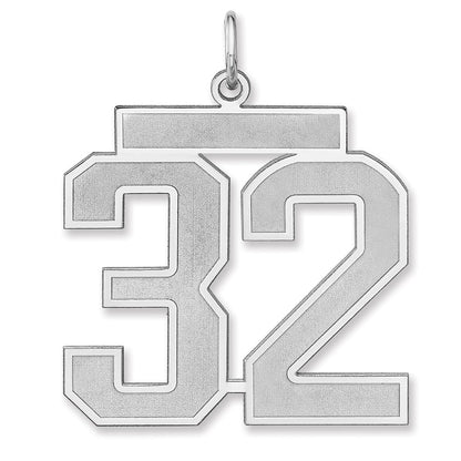 Sterlingsilber /rhodiniert Satiniert Zahl 32 Charm