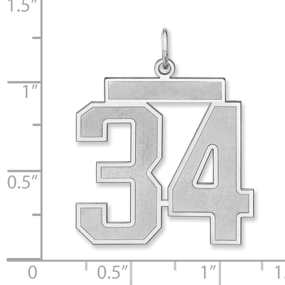 Sterlingsilber /rhodiniert Satiniert Zahl 34 Charm