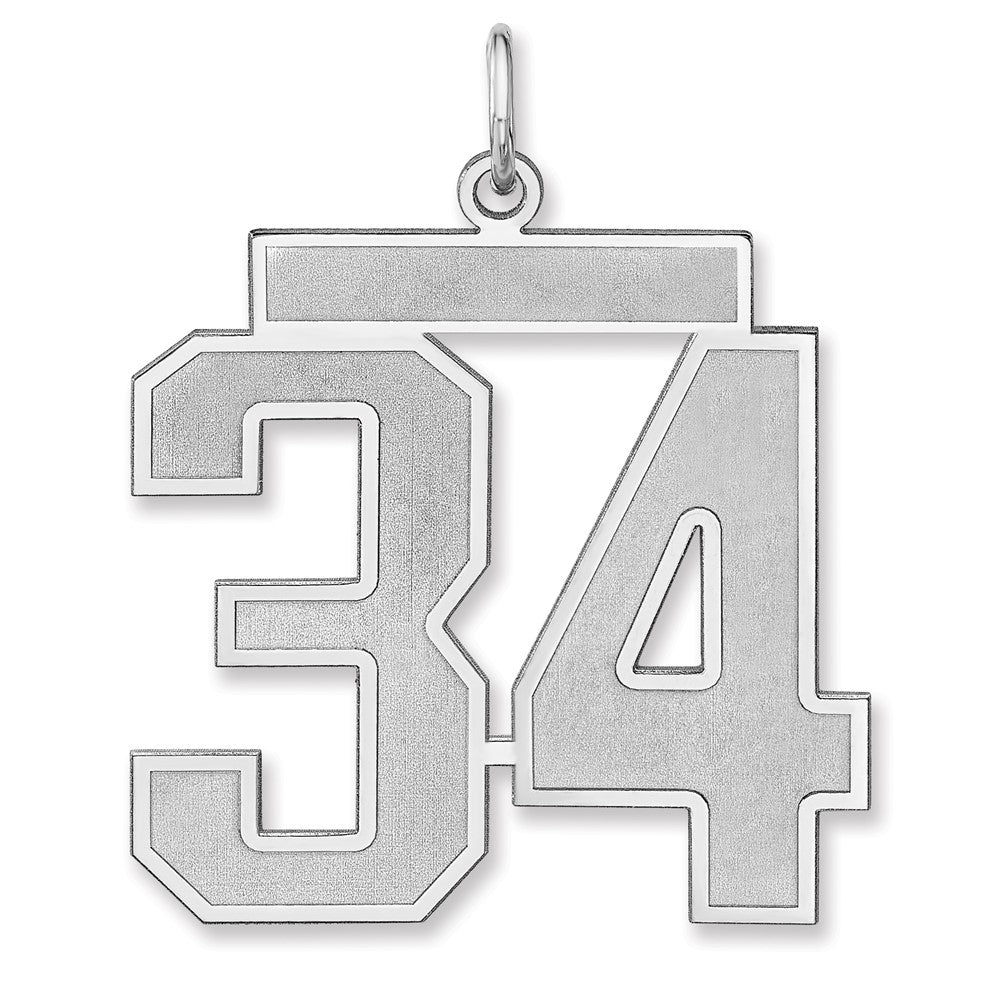Sterlingsilber /rhodiniert Satiniert Zahl 34 Charm