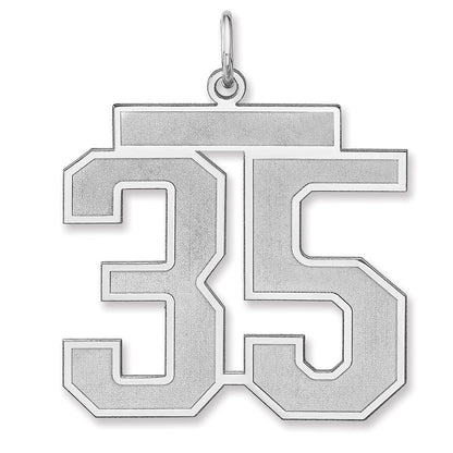 Sterlingsilber /rhodiniert Satiniert Zahl 35 Charm