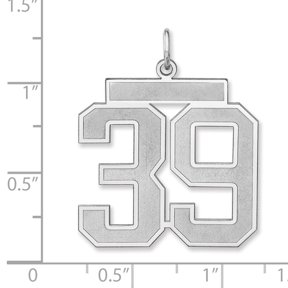 Sterlingsilber /rhodiniert Satiniert Zahl 39 Charm