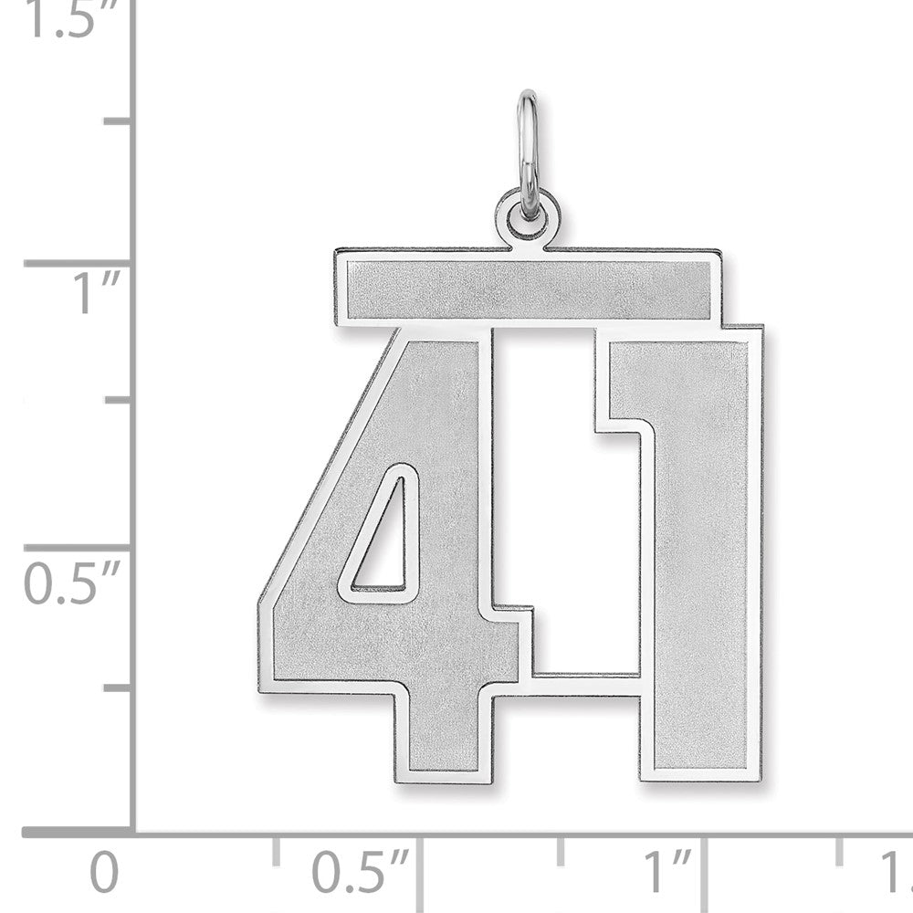 Sterlingsilber /rhodiniert Satiniert Zahl 41 Charm