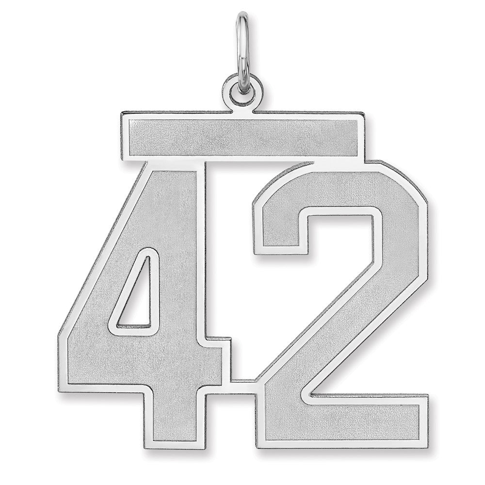 Sterlingsilber /rhodiniert Satiniert Zahl 42 Charm