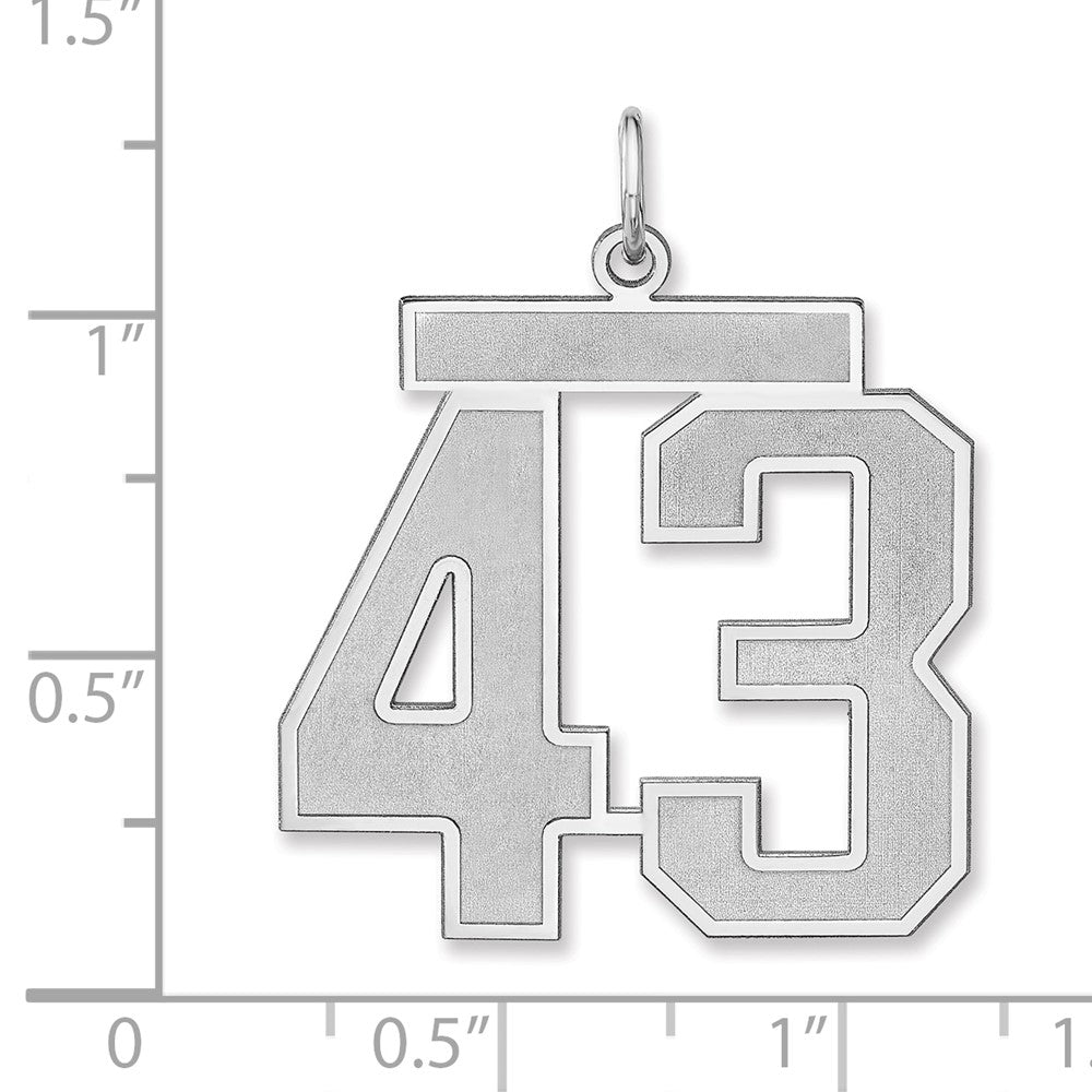 Sterlingsilber /rhodiniert Satiniert Zahl 43 Charm