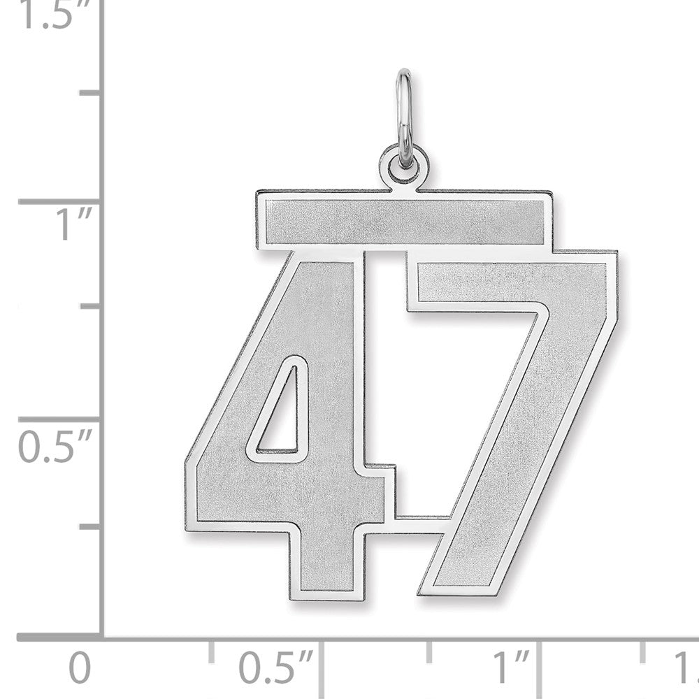 Sterlingsilber /rhodiniert Satiniert Zahl 47 Charm