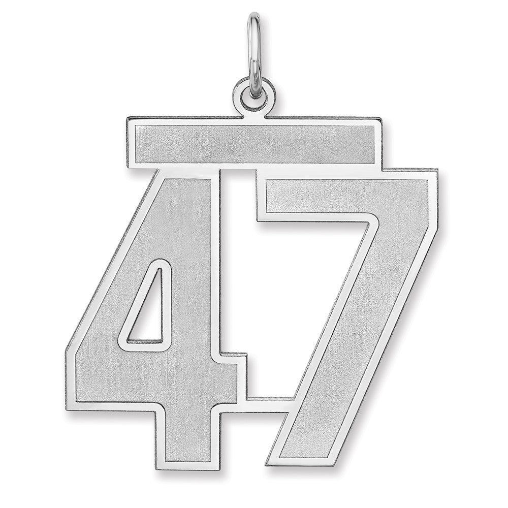 Sterlingsilber /rhodiniert Satiniert Zahl 47 Charm