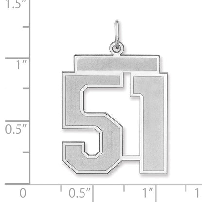 Sterlingsilber /rhodiniert Satiniert Zahl 51 Charm