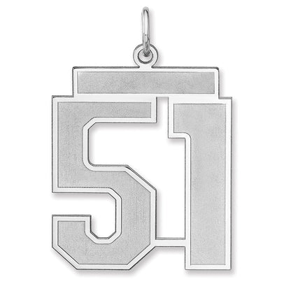 Sterlingsilber /rhodiniert Satiniert Zahl 51 Charm