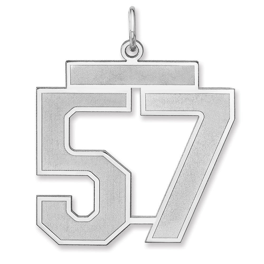 Sterlingsilber /rhodiniert Satiniert Zahl 57 Charm