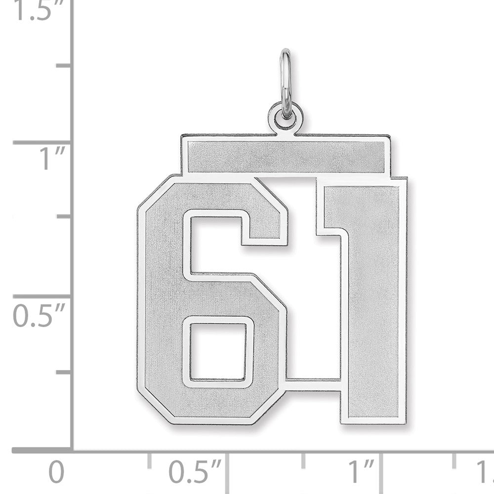 Sterlingsilber /rhodiniert Satiniert Zahl 61 Charm