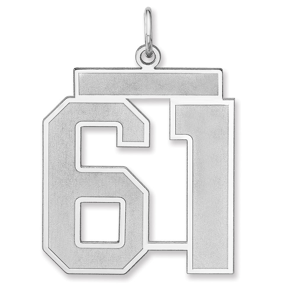 Sterlingsilber /rhodiniert Satiniert Zahl 61 Charm