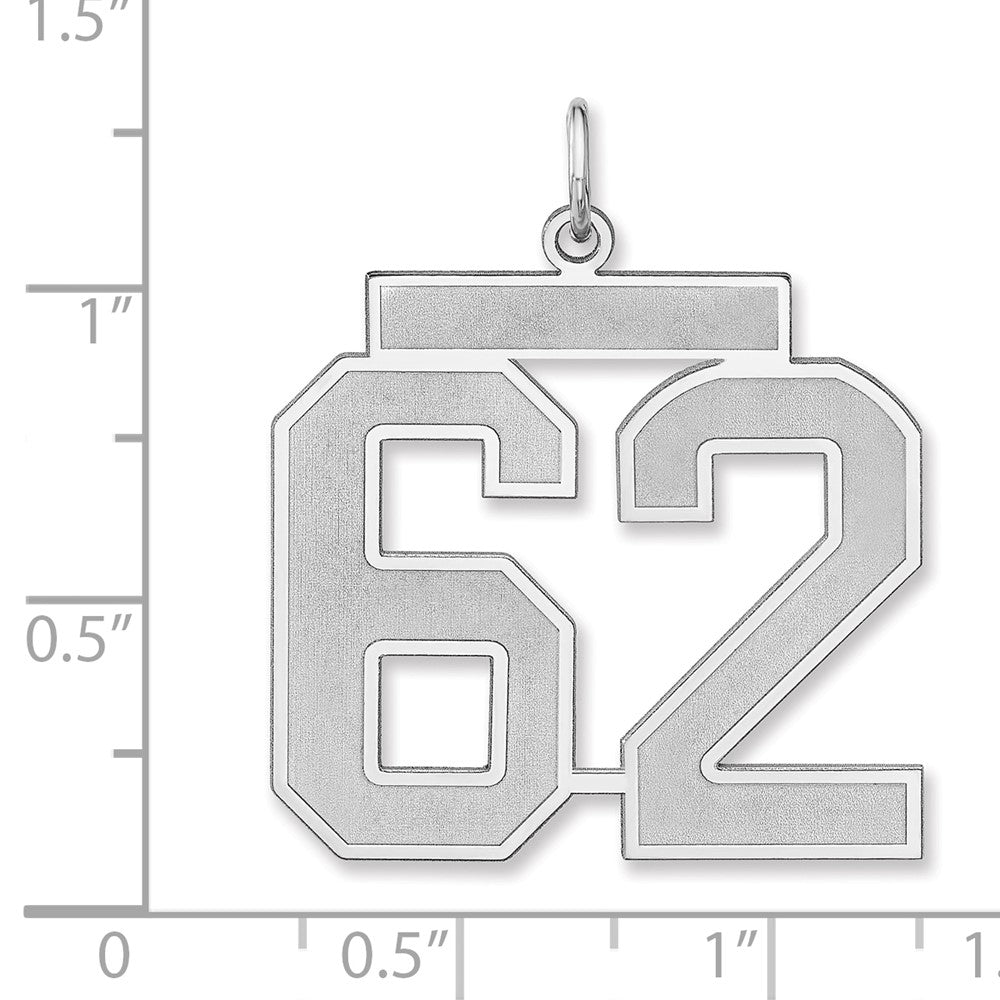 Sterlingsilber /rhodiniert Satiniert Zahl 62 Charm