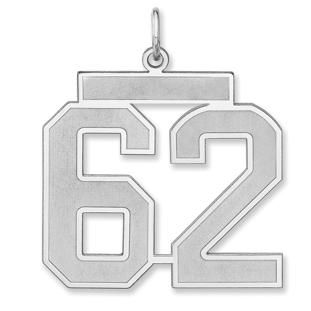 Sterlingsilber /rhodiniert Satiniert Zahl 62 Charm