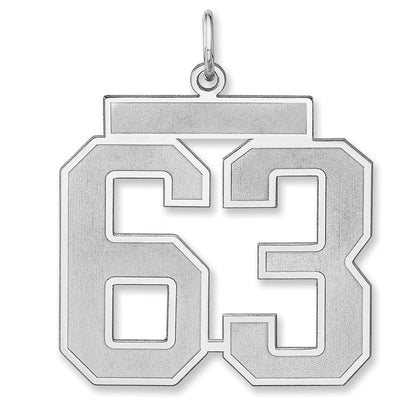 Sterlingsilber /rhodiniert Satiniert Zahl 63 Charm
