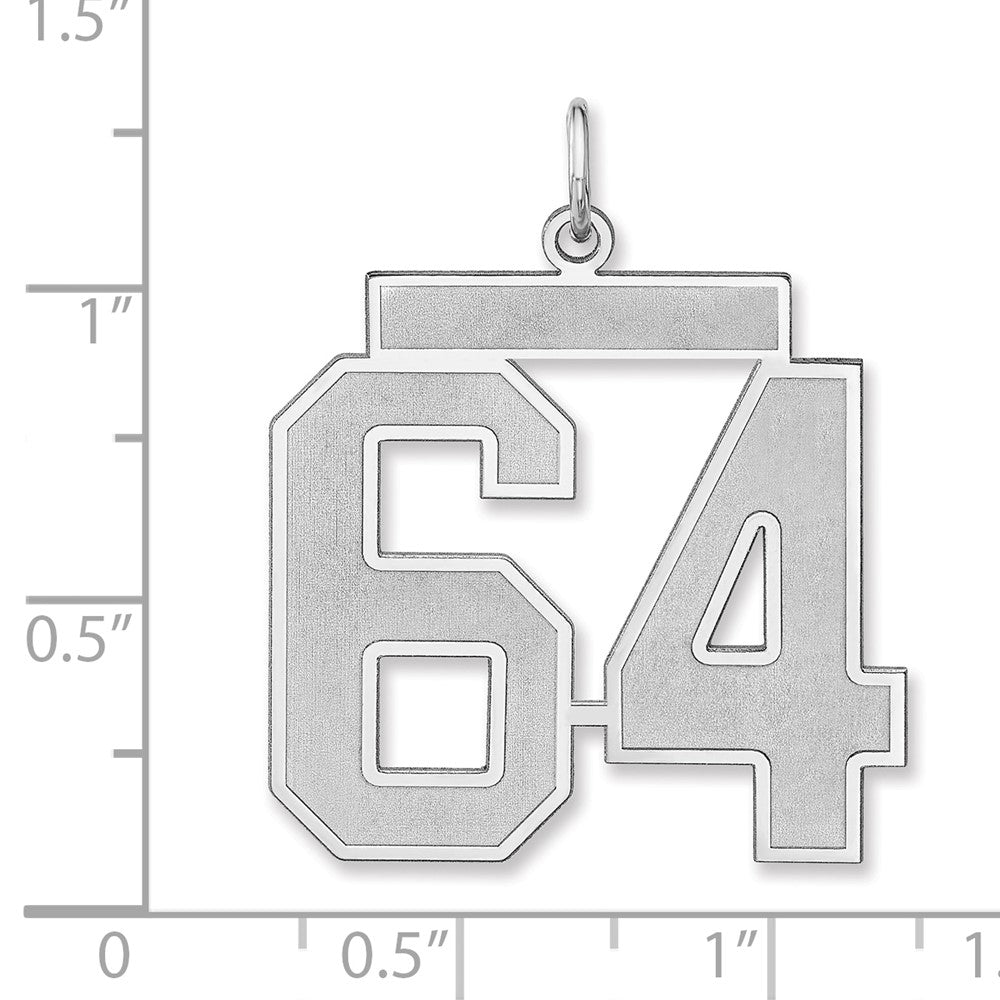 Sterlingsilber /rhodiniert Satiniert Zahl 64 Charm